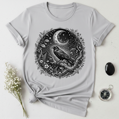 Crow Under Crescent Moon T-Shirt