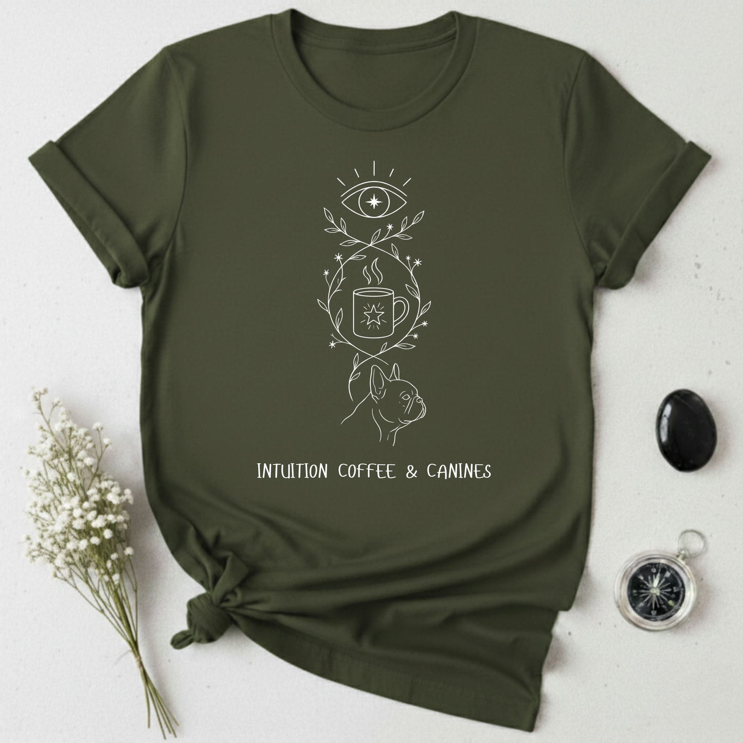 Intuition, Coffee & Canines T-Shirt