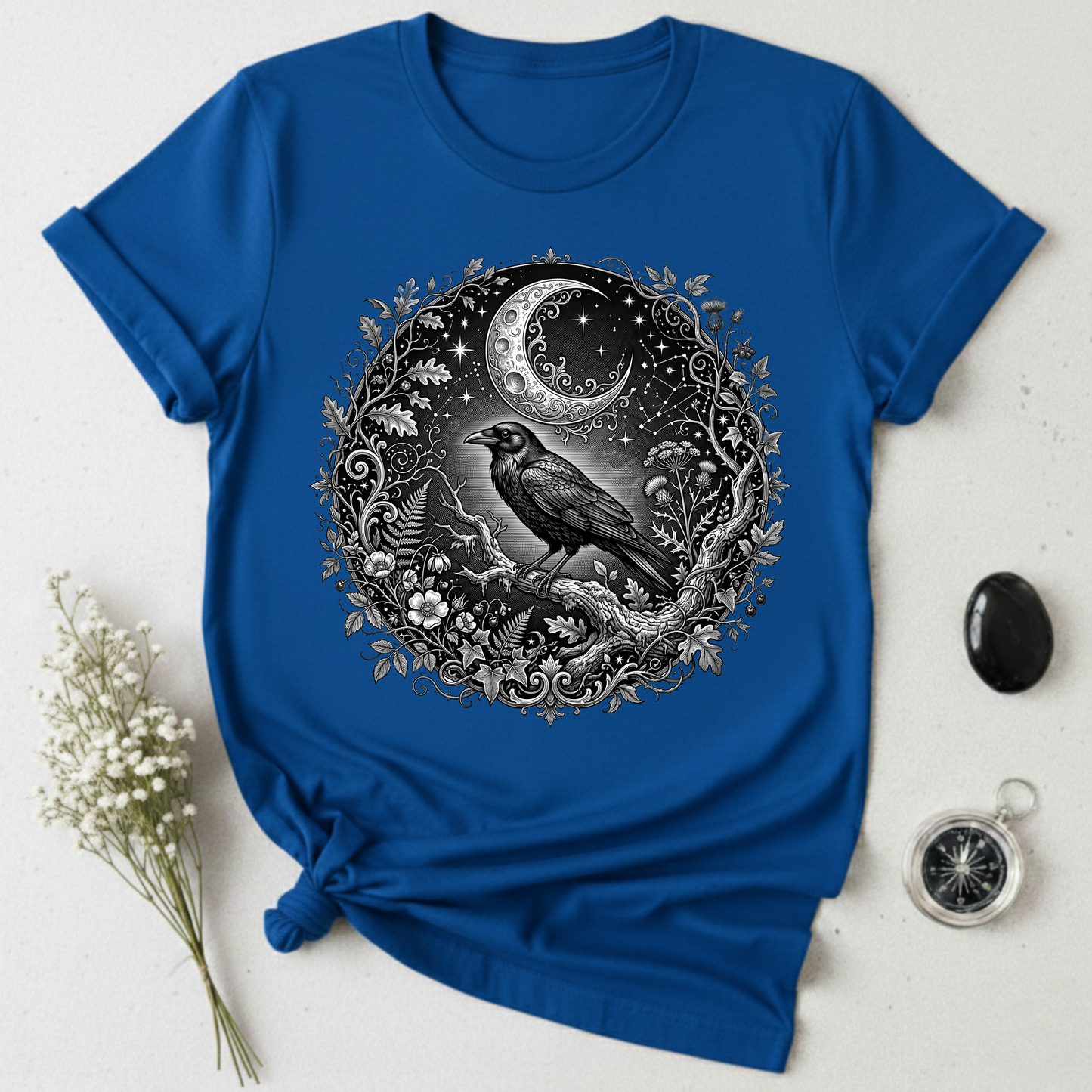 Crow Under Crescent Moon T-Shirt