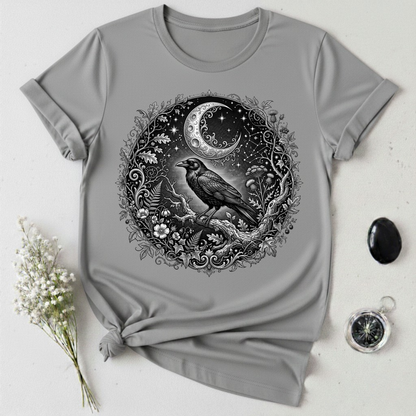 Crow Under Crescent Moon T-Shirt