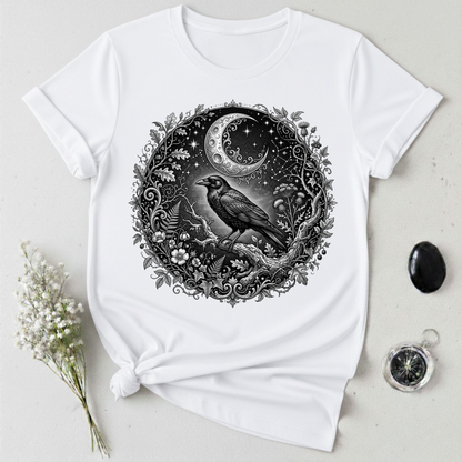 Crow Under Crescent Moon T-Shirt